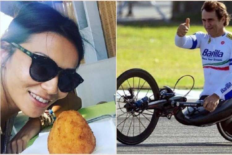 I coniugi Diamanti sui social lodano Zanardi e l'arancina 