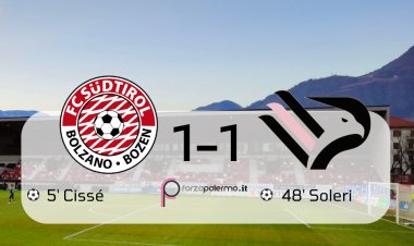 Sudtirol - Palermo 1-1, finisce in parità. Soleri entra e segna