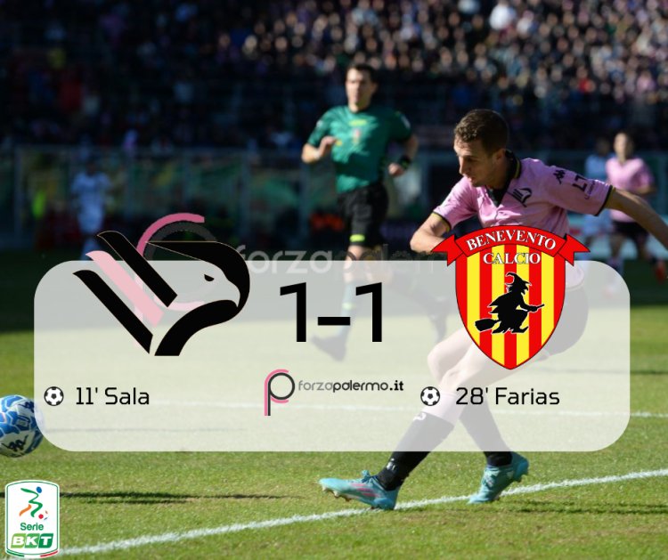 Palermo - Benevento 1-1, annullato un gol a Broh all'ultimo secondo!