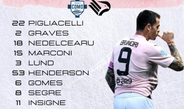 Como - Palermo, le formazioni ufficiali. Mateju in panchina