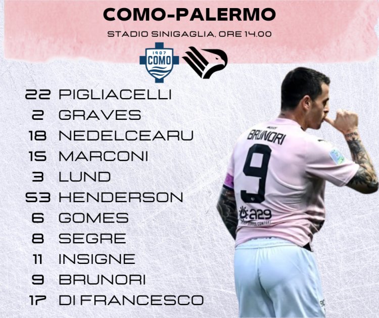 Como - Palermo, le formazioni ufficiali. Mateju in panchina