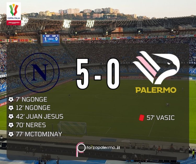 NAPOLI - PALERMO 5-0: ROSANERO FUORI DALLA COPPA ITALIA