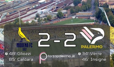 FINALE. MODENA-PALERMO 2-2: finale amaro per i rosa, due punti persi