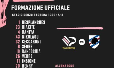 Palermo-Sampdoria, formazioni ufficiali