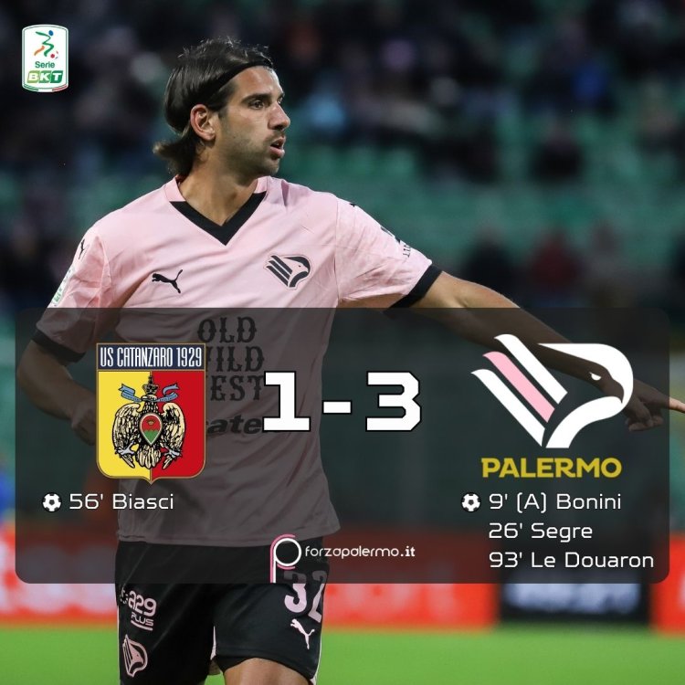 FINALE! CATANZARO-PALERMO 1-3: prova di maturità, strappo sesto posto dei rosanero