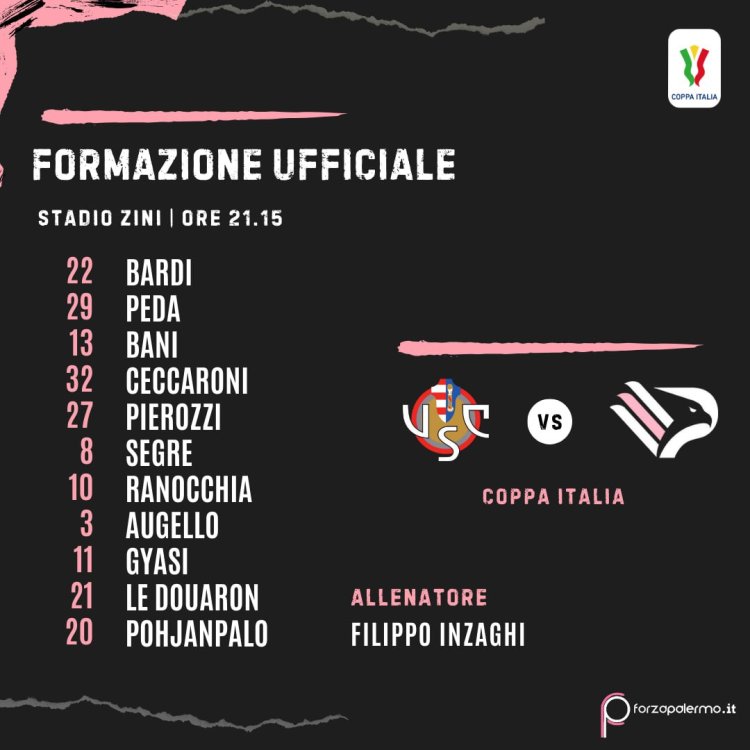 Cremonese-Palermo: le formazioni ufficiali
