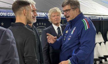 Mirri e Accardi fanno visita a Baldini, all'esordio sulla panchina dell'Italia Under21