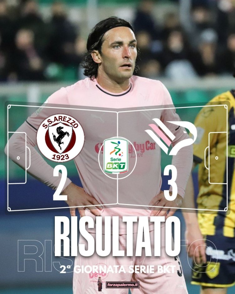 FINALE! Arezzo-Palermo 2-3: il gol di Augello allo scadere regala i tre punti ai rosanero